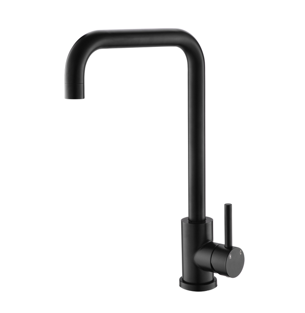 Torneiras de cozinha elegantes em aço inoxidável 304 preto fosco