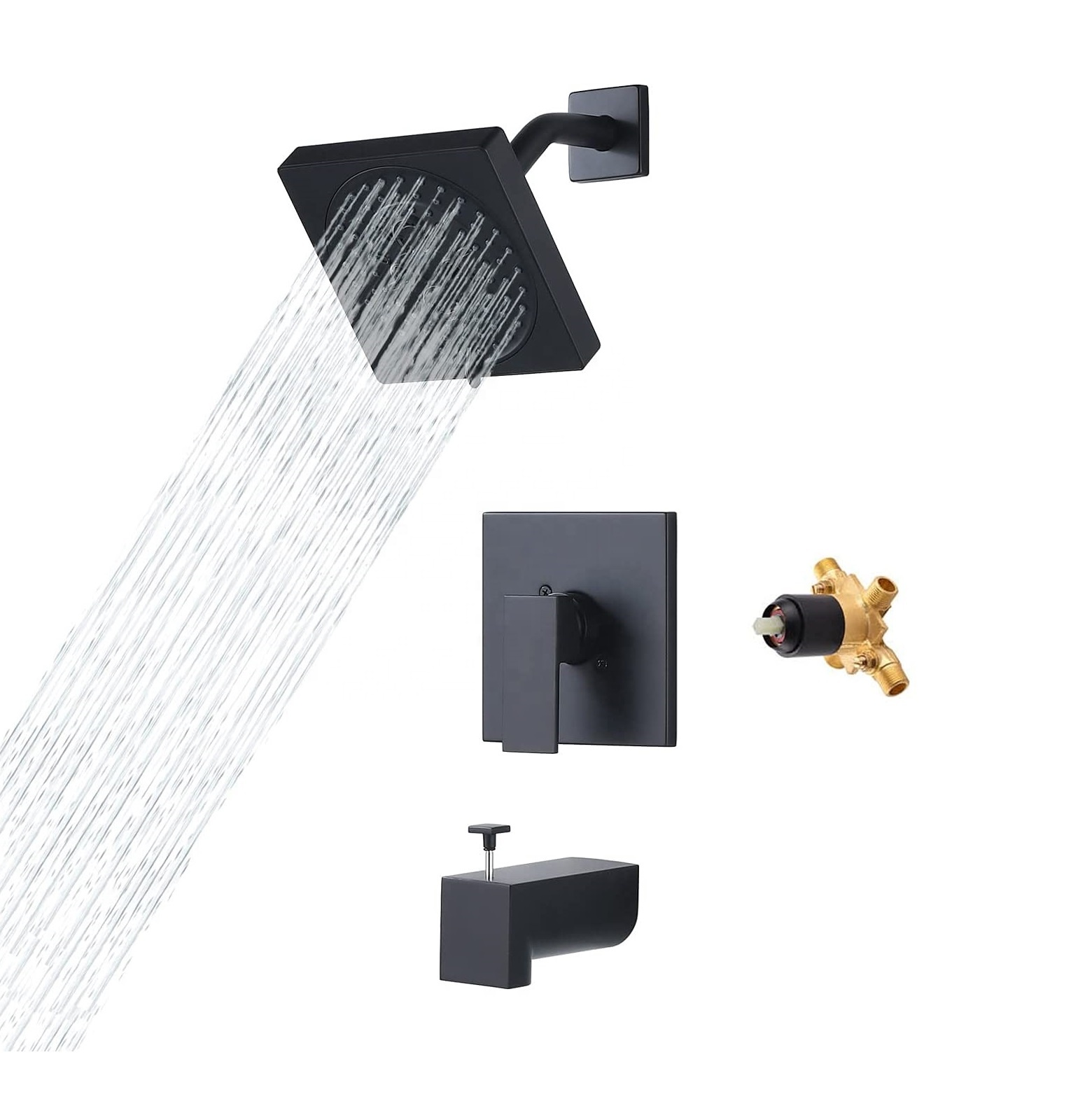 Torneira de chuveiro de parede preta fosca de alto padrão útil e leve conjunto de chuveiro de chuva conjunto torneiras de banho e chuveiro