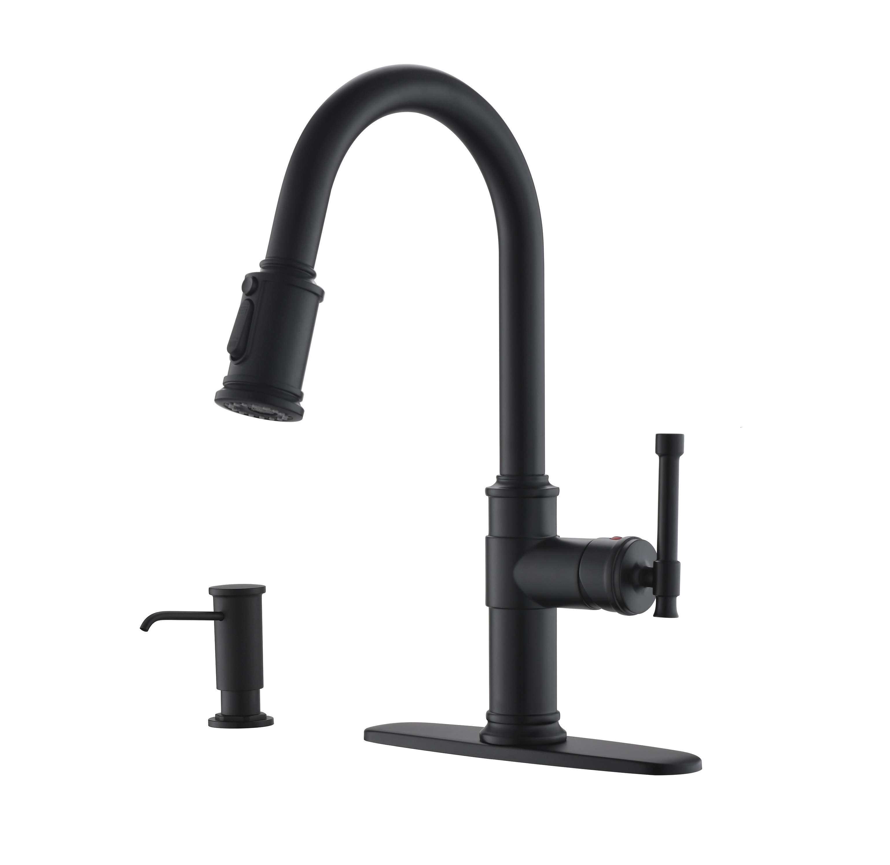 Torneira dispensadora de água de três vias torneira misturadora de cozinha preto fosco torneira de pia de cozinha removível